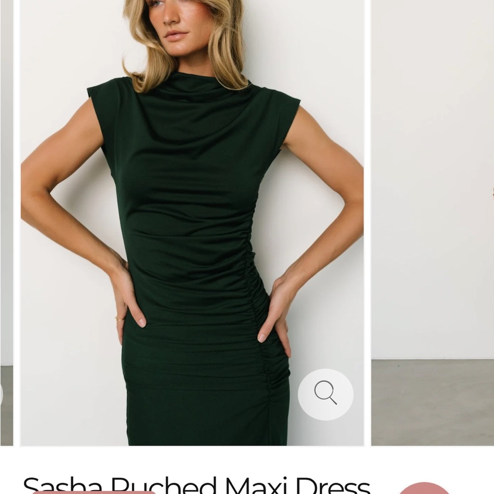 Baltic Born Dark Green Ruched Maxi Dress - Picture 5 of 6